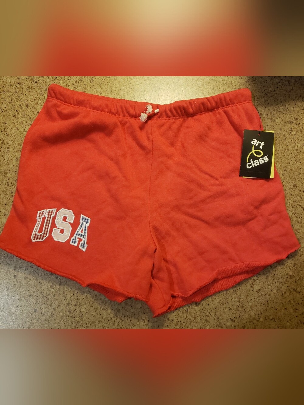 art class Red Girls French Terry Shorts with USA Lettering
